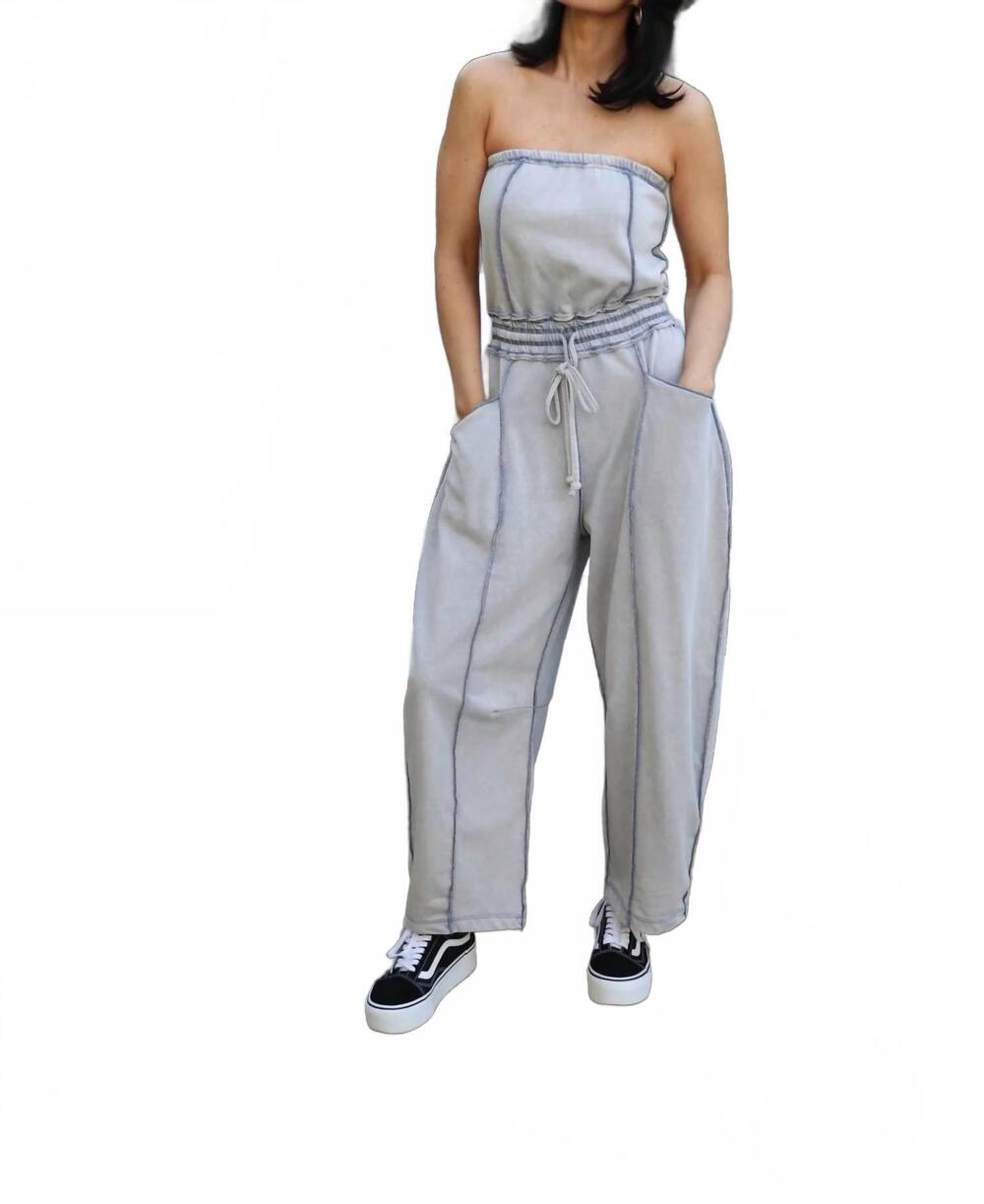 NEW MITTOSHOP women's barrel leg jumpsuit in blueberry latte
